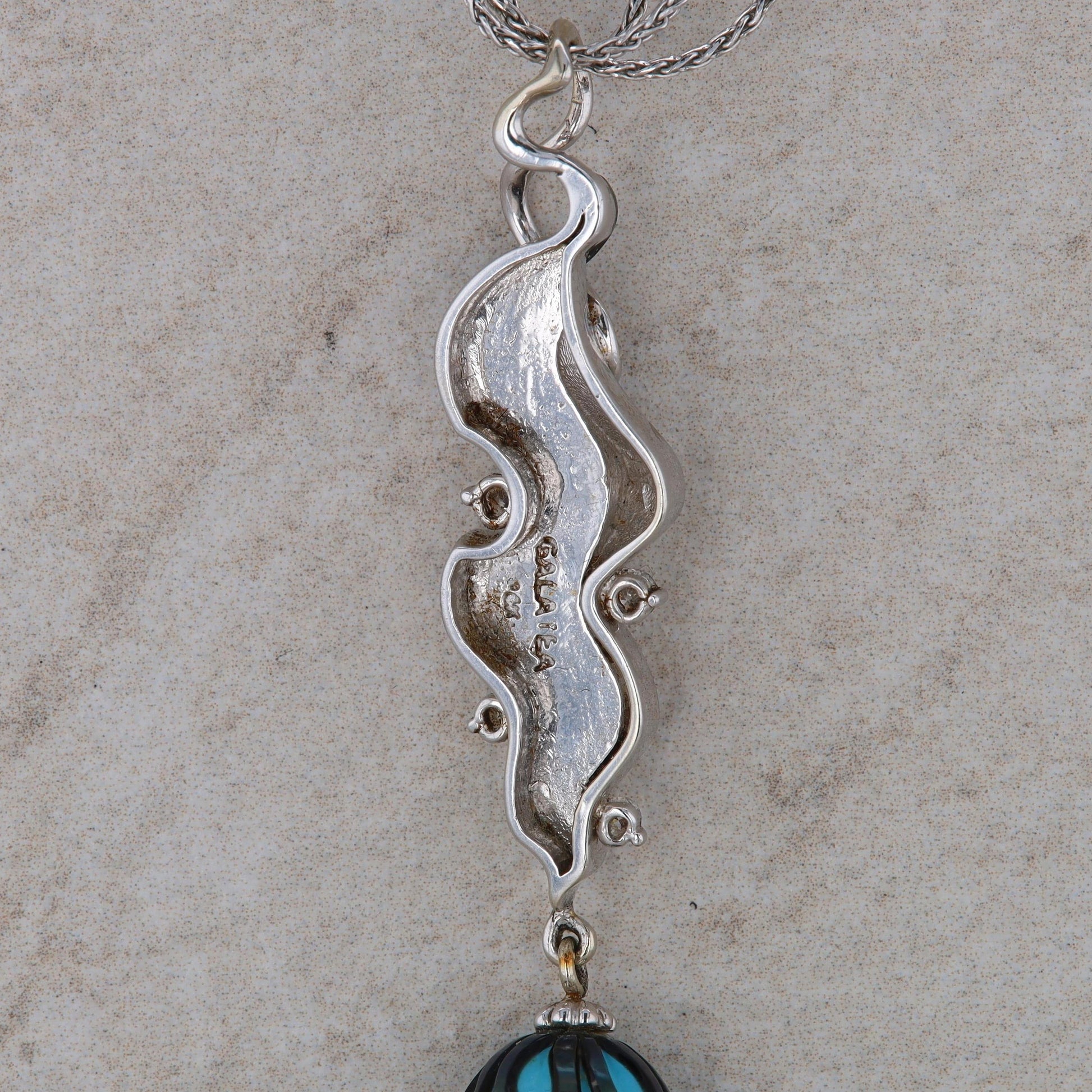 14k White Gold Galatea Pearl Turquoise Triple Chain Necklace