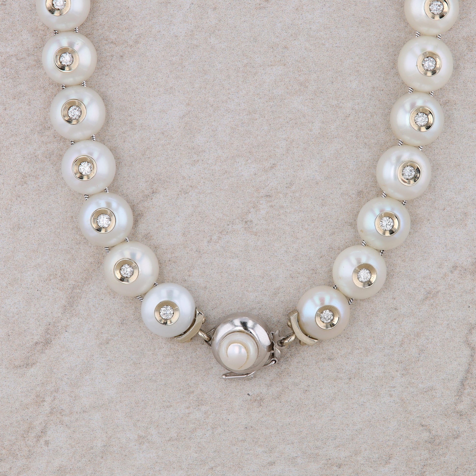 14k Galatea Diamond In A Pearl Necklace 16"