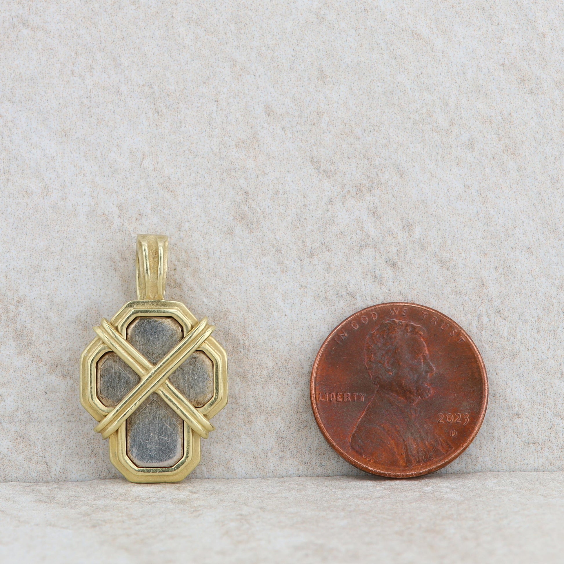Slane and Slane Sterling Silver and 18k Yellow Gold Cross Enhancer