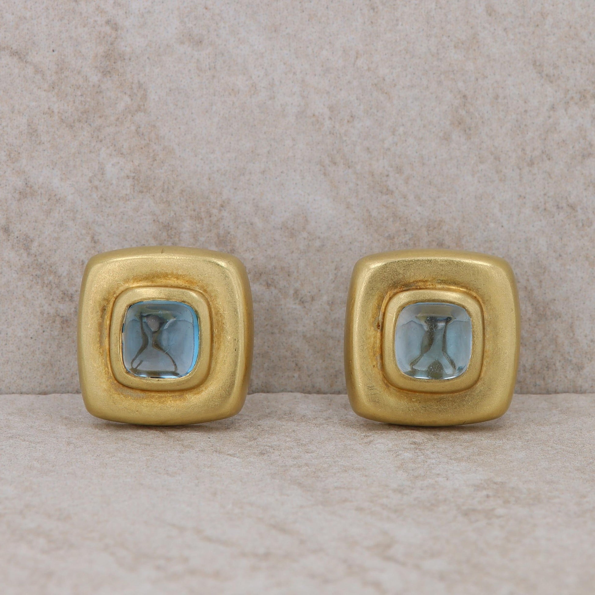 Slane and Slane 18k Yellow Gold Blue Topaz Earrings