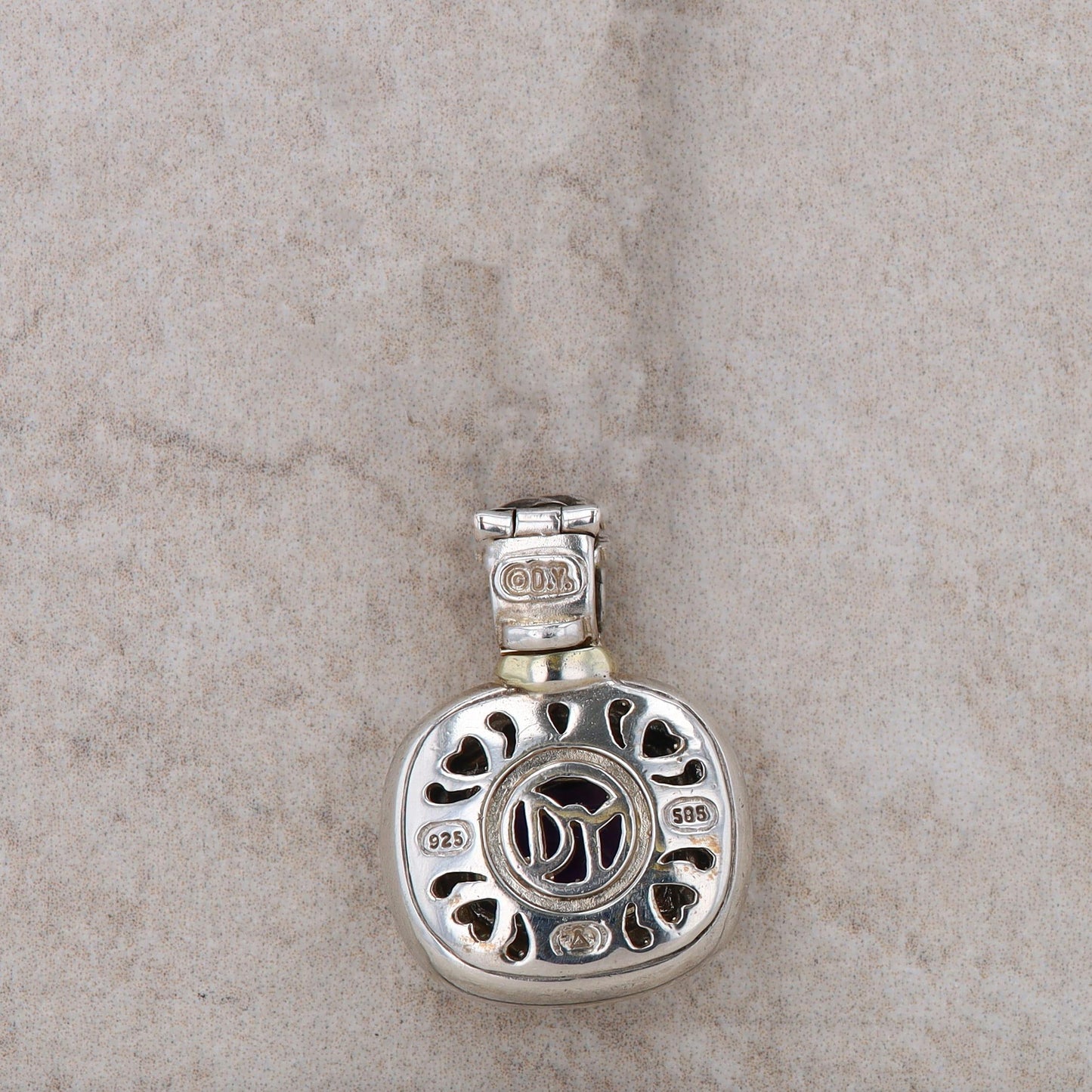 David Yurman Sterling Silver and 18k Yellow Gold Amethyst Enhancer