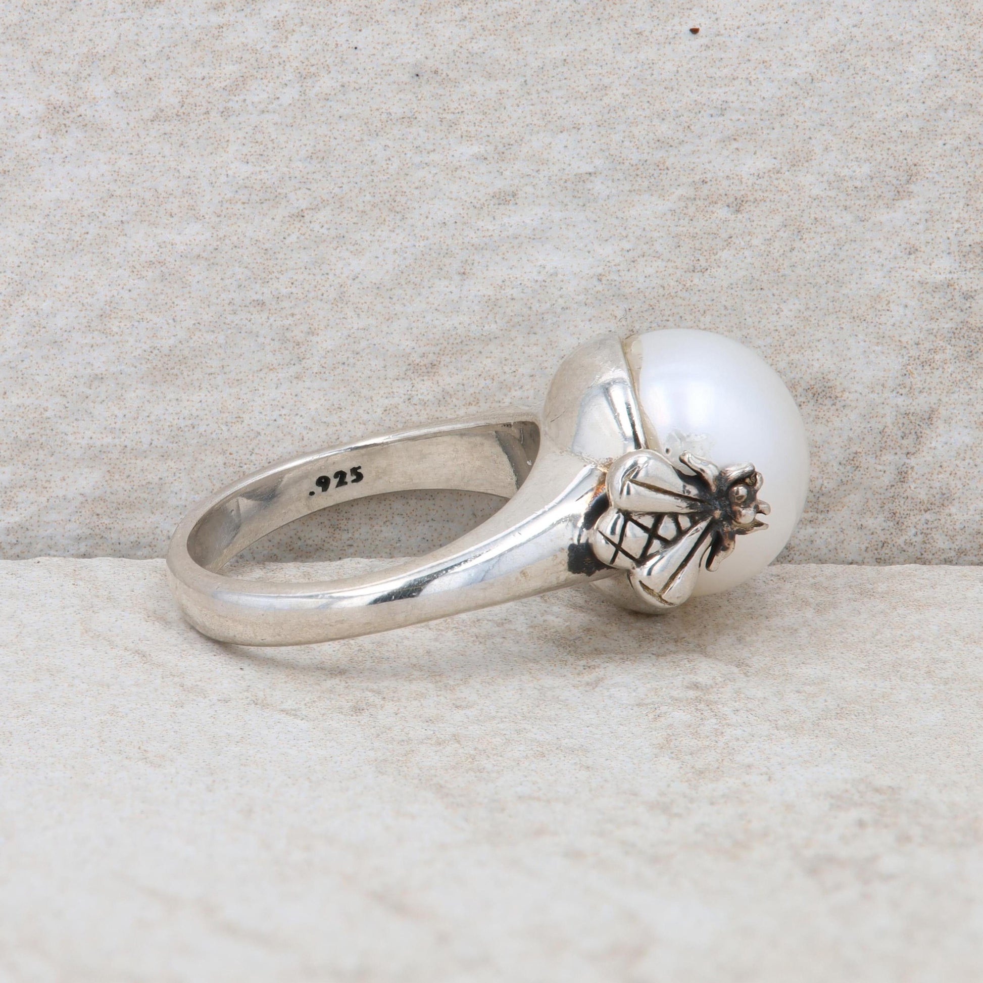 Slane and Slane Sterling Silver Bee Freshwater Cultured Pearl Ring