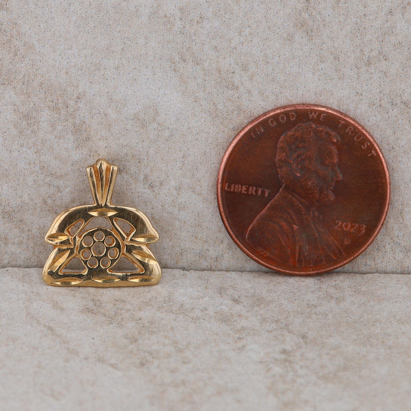 10k Yellow Gold Rotary Phone Charm/Pendant