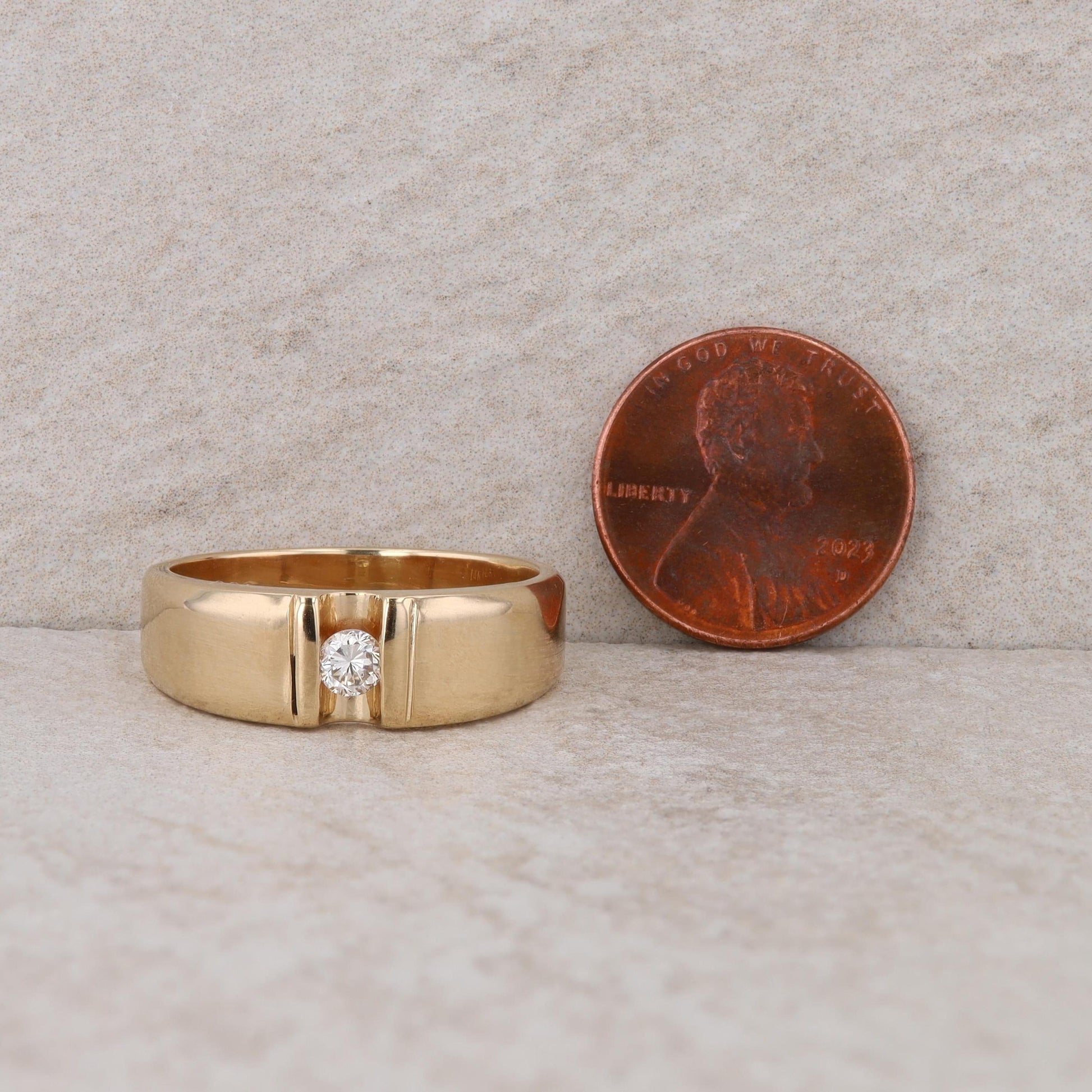 14K Yellow Gold Diamond IB Goodman Men's Ring